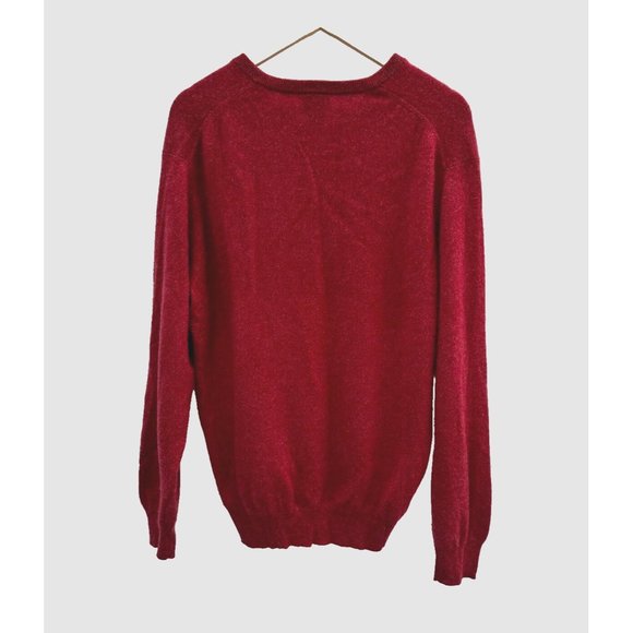 Jos A Bank Mens Size L 100% Cashmere V-Neck Sweater Classic Fit Solid Red - Picture 3 of 8